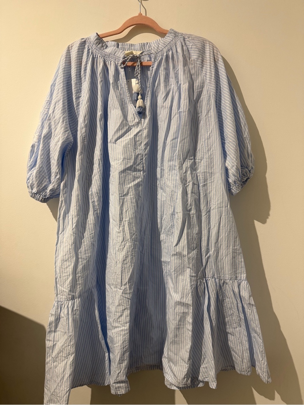 H&M Pale Blue Striped Women's Nightgown with Tassel Tie - Picture 2 of 4